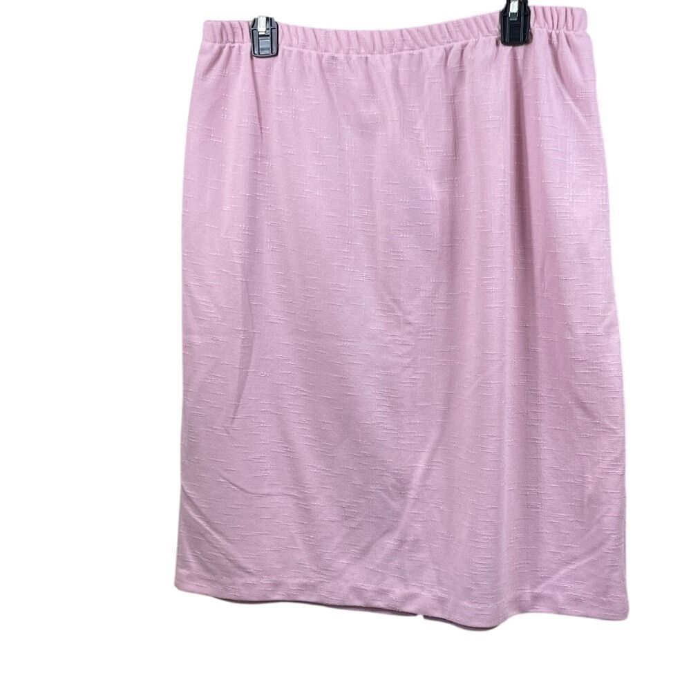 Vintage Womens Pink Elastic Waist Textured Knee‎ Length Pencil Skirt Size 18